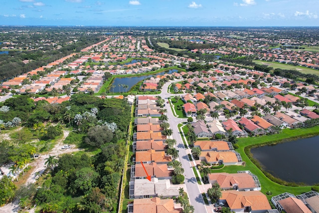 bird's eye view featuring a water view