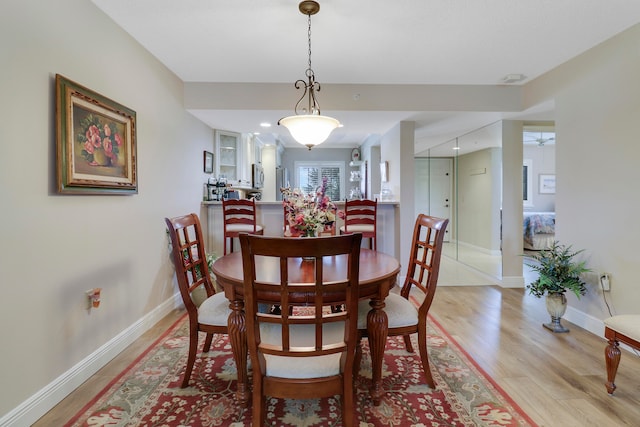 dining space featuring light hardwood / wood-style floors