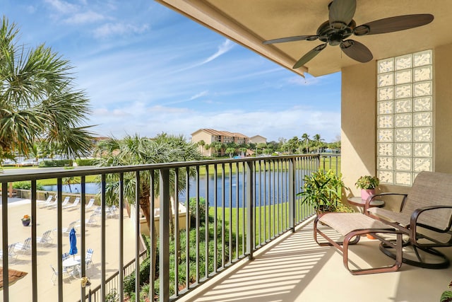 balcony with a water view