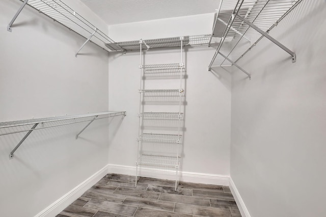 walk in closet featuring dark hardwood / wood-style floors