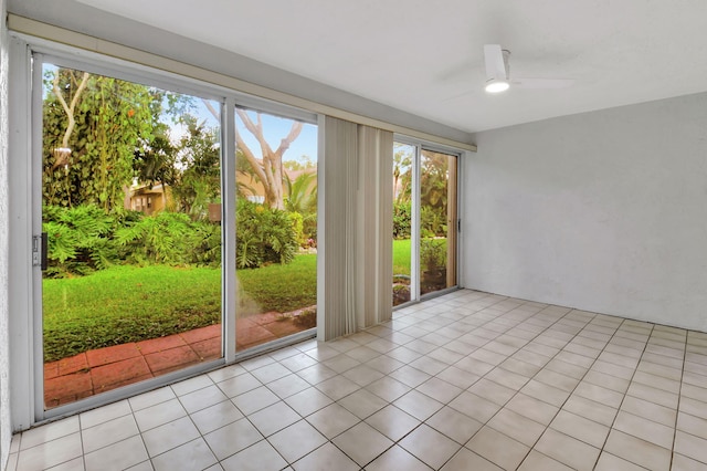 interior space with plenty of natural light and ceiling fan