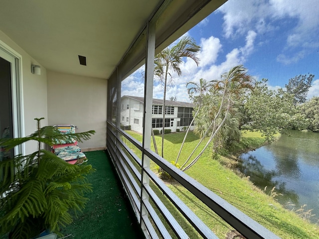 balcony with a water view