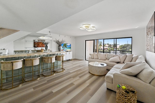 living room featuring light hardwood / wood-style flooring