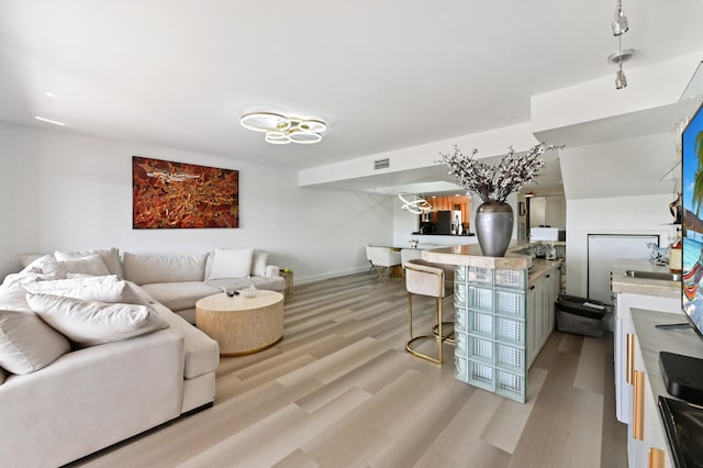 living room featuring light hardwood / wood-style flooring