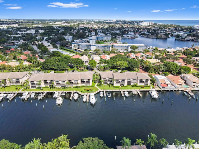 bird's eye view featuring a water view