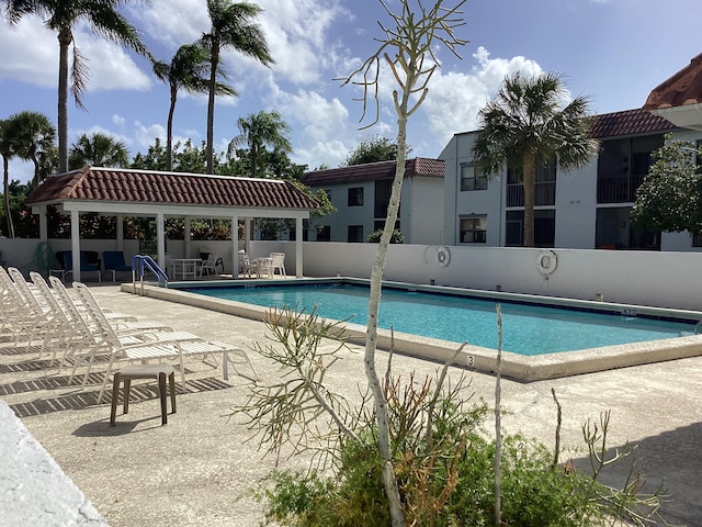 view of pool featuring a patio