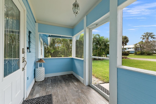 view of unfurnished sunroom