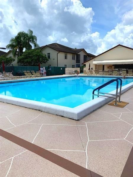 view of swimming pool featuring a patio area