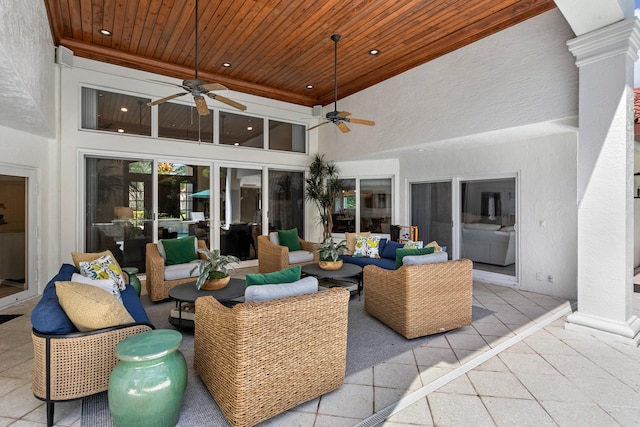 view of patio / terrace featuring outdoor lounge area and ceiling fan