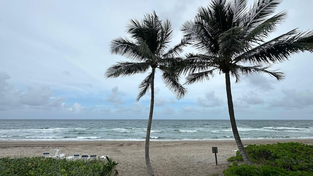 property view of water featuring a view of the beach