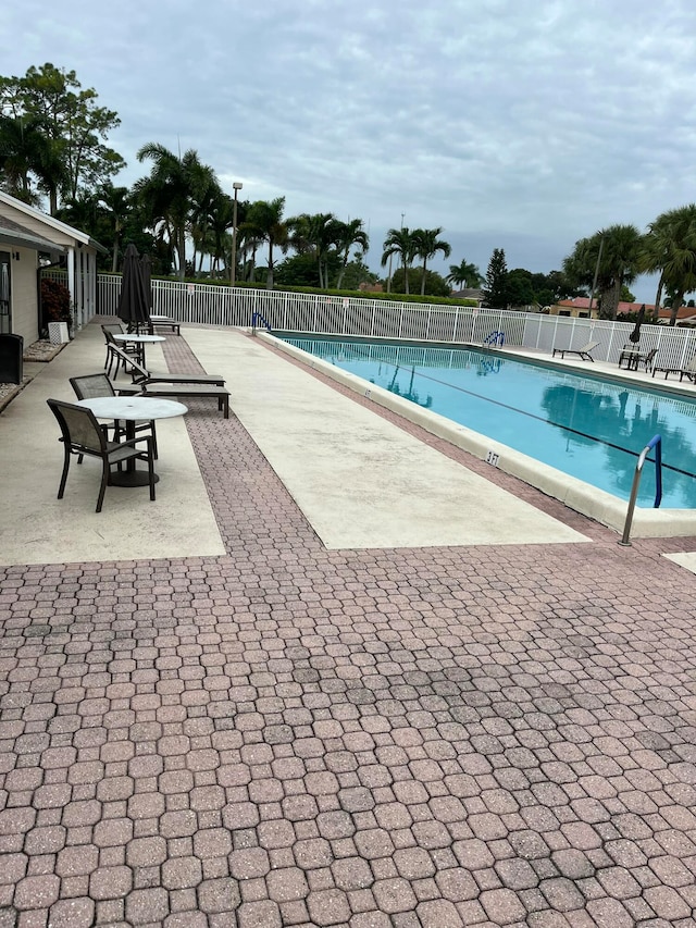 view of swimming pool with a patio