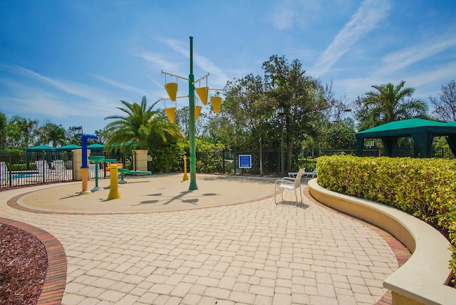 view of play area with a gazebo