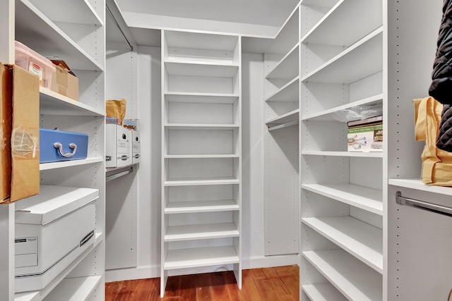 walk in closet featuring hardwood / wood-style flooring