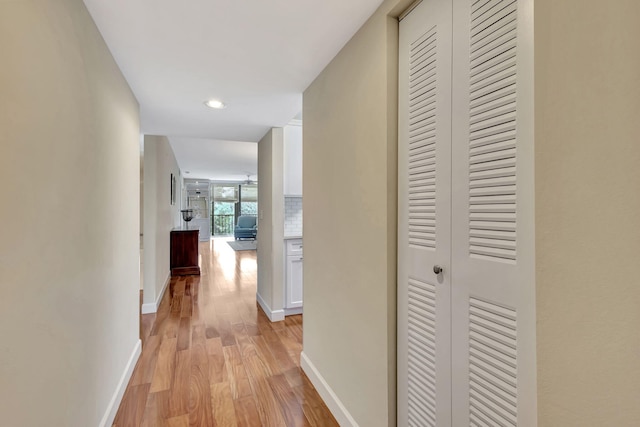 hall featuring light hardwood / wood-style floors