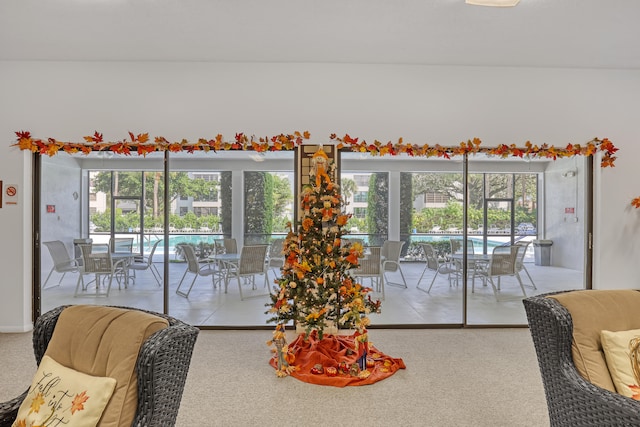 dining area featuring light tile patterned floors