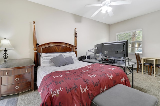 bedroom featuring hardwood / wood-style flooring and ceiling fan