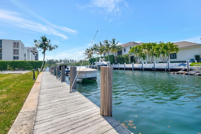 dock area with a water view