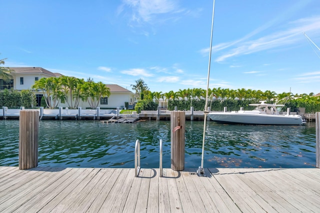 dock area with a water view