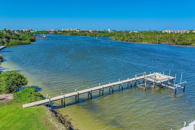 view of dock featuring a water view