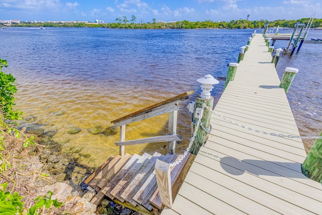 view of dock featuring a water view