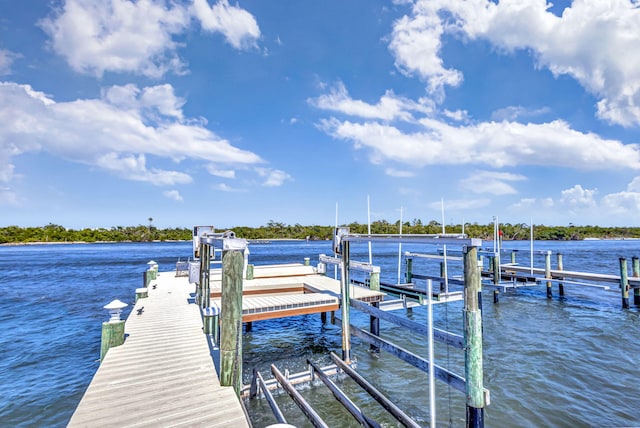 view of dock featuring a water view