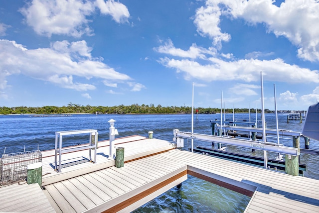 dock area with a water view