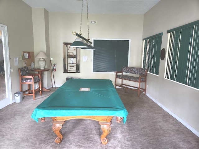 playroom featuring billiards and carpet