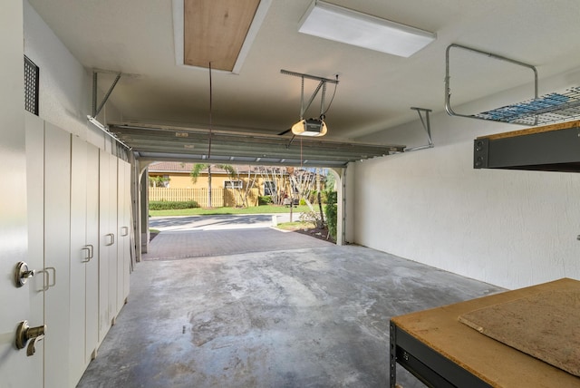 garage with a garage door opener