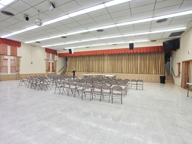 misc room featuring a paneled ceiling