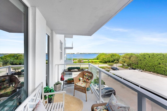 balcony with a water view