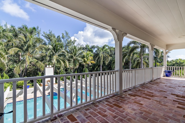 view of patio featuring a fenced in pool