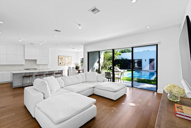 living room featuring hardwood / wood-style flooring