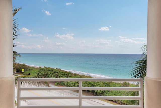 property view of water with a beach view