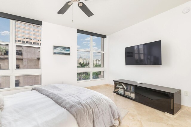 bedroom featuring ceiling fan