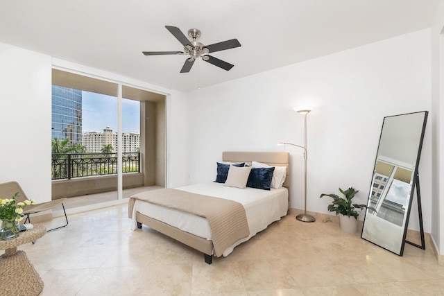 550 Okeechobee Blvd Unit 509, West Palm Beach, FL 33401 - bedroom with access to exterior and a ceiling fan