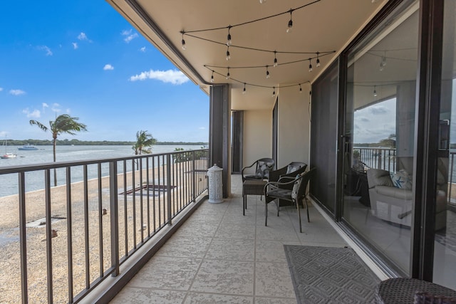 balcony with a water view