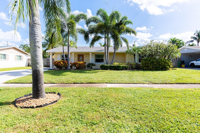 ranch-style house with a front yard