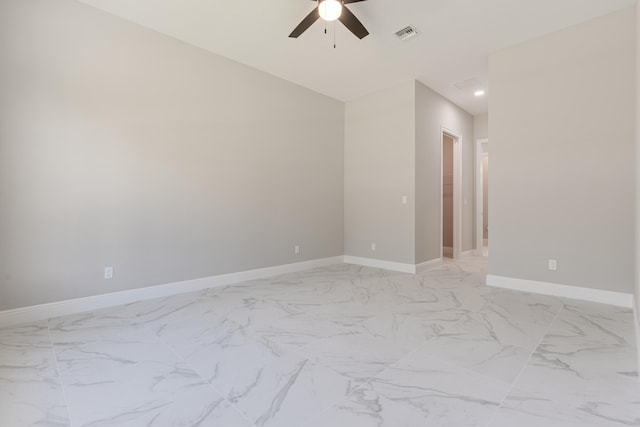 unfurnished room with ceiling fan