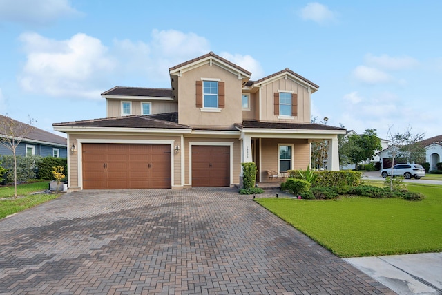 19535 Split Rail Run, Loxahatchee, FL 33470 - view of front facade featuring decorative driveway, a porch, and board and batten siding