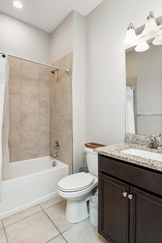 19535 Split Rail Run, Loxahatchee, FL 33470 - bathroom featuring tile patterned flooring, shower / bathtub combination with curtain, vanity, and toilet
