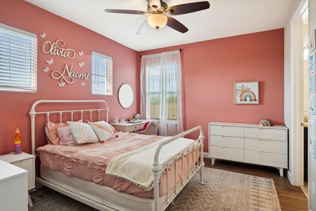 19535 Split Rail Run, Loxahatchee, FL 33470 - bedroom featuring dark wood-style flooring and ceiling fan