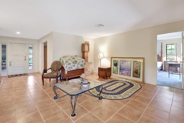 interior space featuring light tile patterned flooring