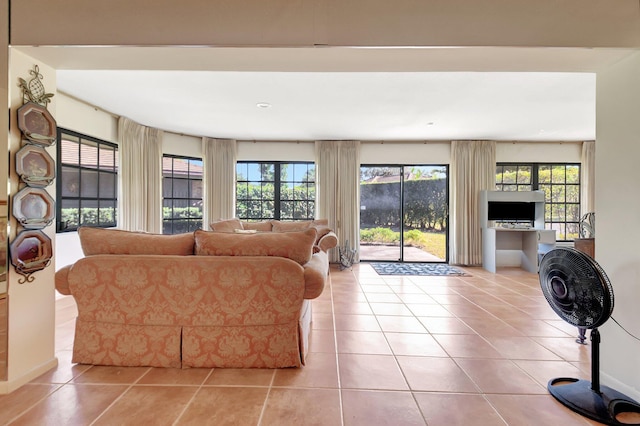 view of tiled living room