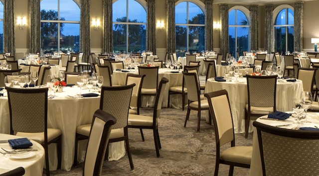 dining area with carpet floors