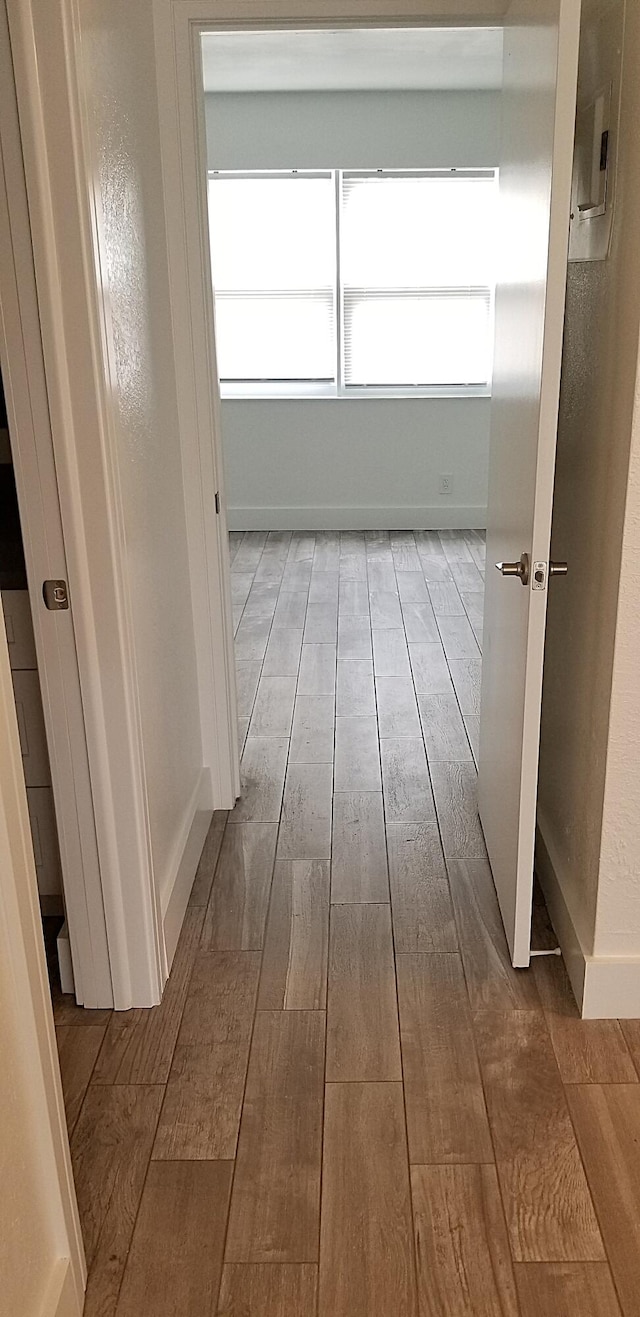 hall featuring light wood-type flooring