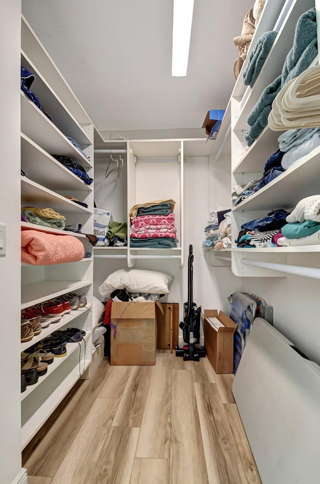 spacious closet with light wood-type flooring