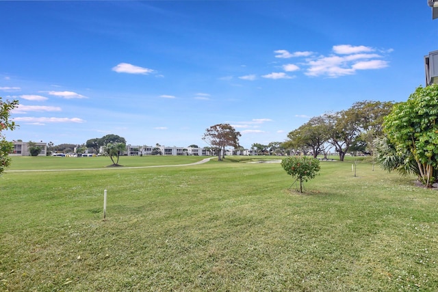 view of property's community with a yard