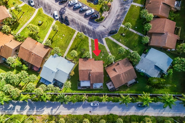 drone / aerial view with a residential view