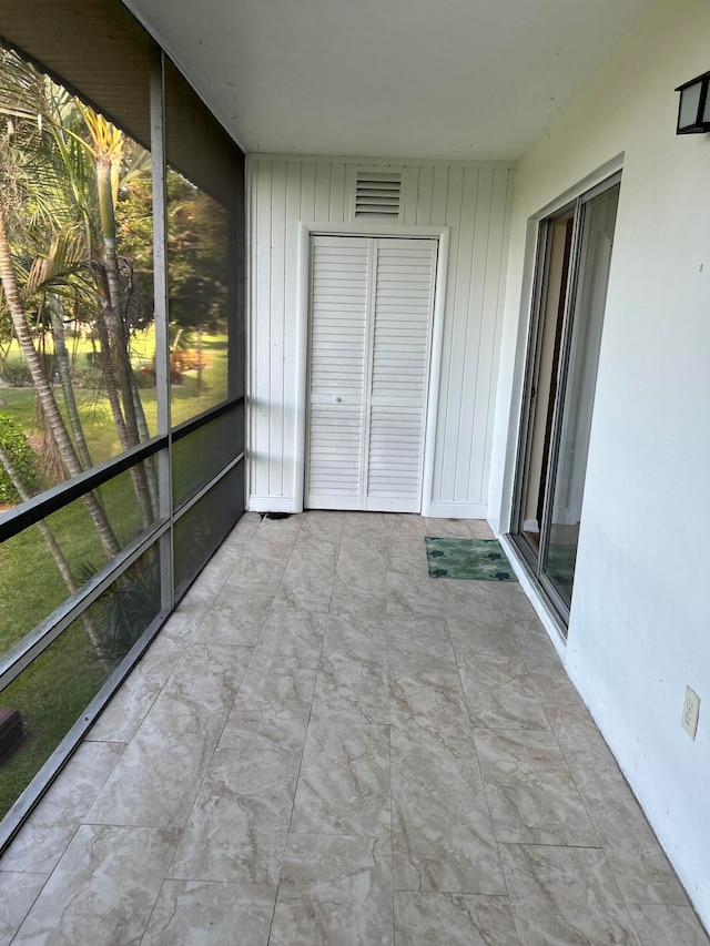 view of unfurnished sunroom