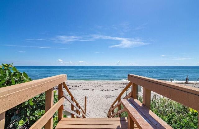 property view of water with a beach view